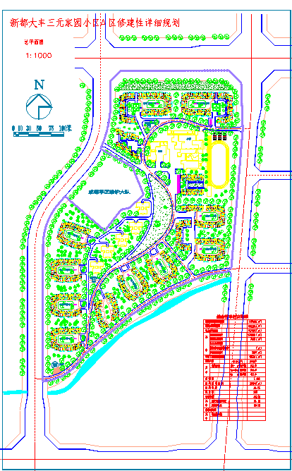 某地新都大丰三元家园小区A区修建性详细规划图_图1