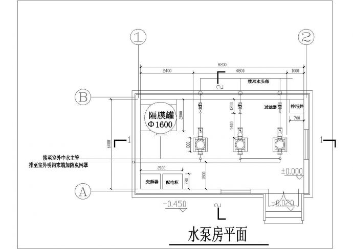 【南京】某高校水泵房给排水设计大样图纸_图1