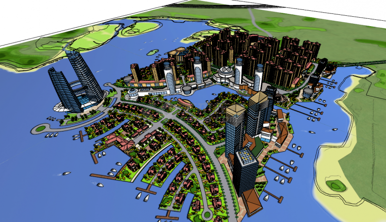 城市发展旅游度假区规划su模型-图二