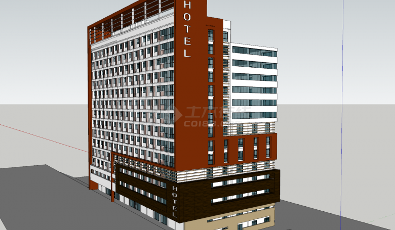 酒店设计高层建筑su模型-图一