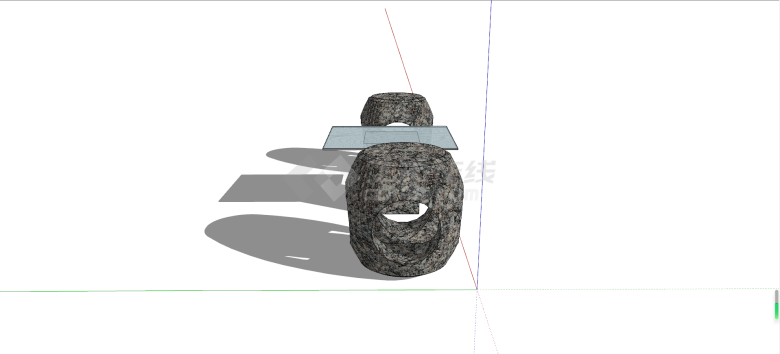 人造石材质石桌石凳su模型-图二