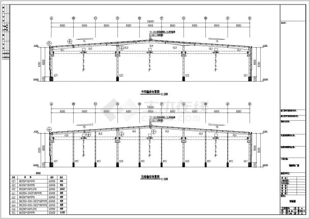 【漯河】54x102米钢结构设计图纸-图一
