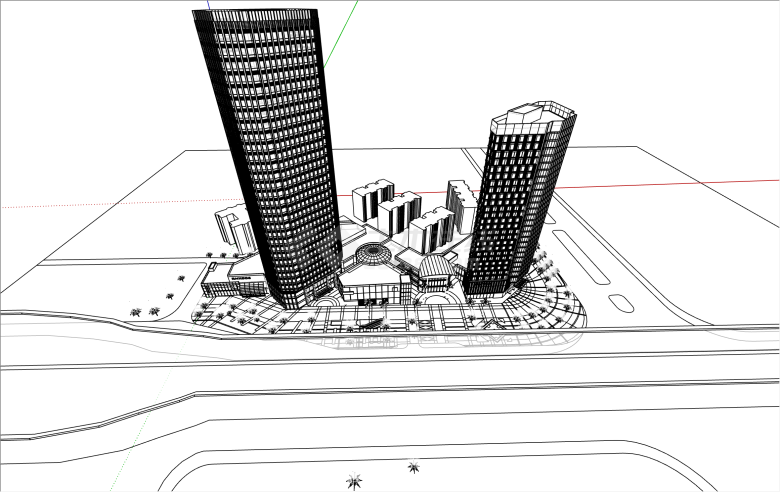 经典高层办公楼商业综合su模型-图二