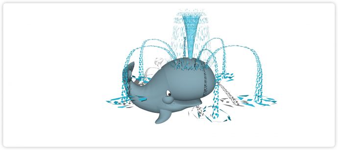 蓝色可爱小鲸鱼喷泉儿童活动场地su模型_图1