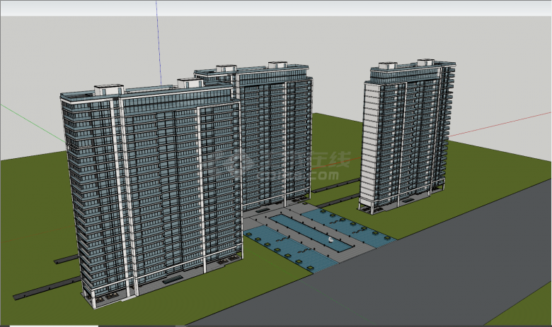 板式现代风格高层住宅su模型-图二