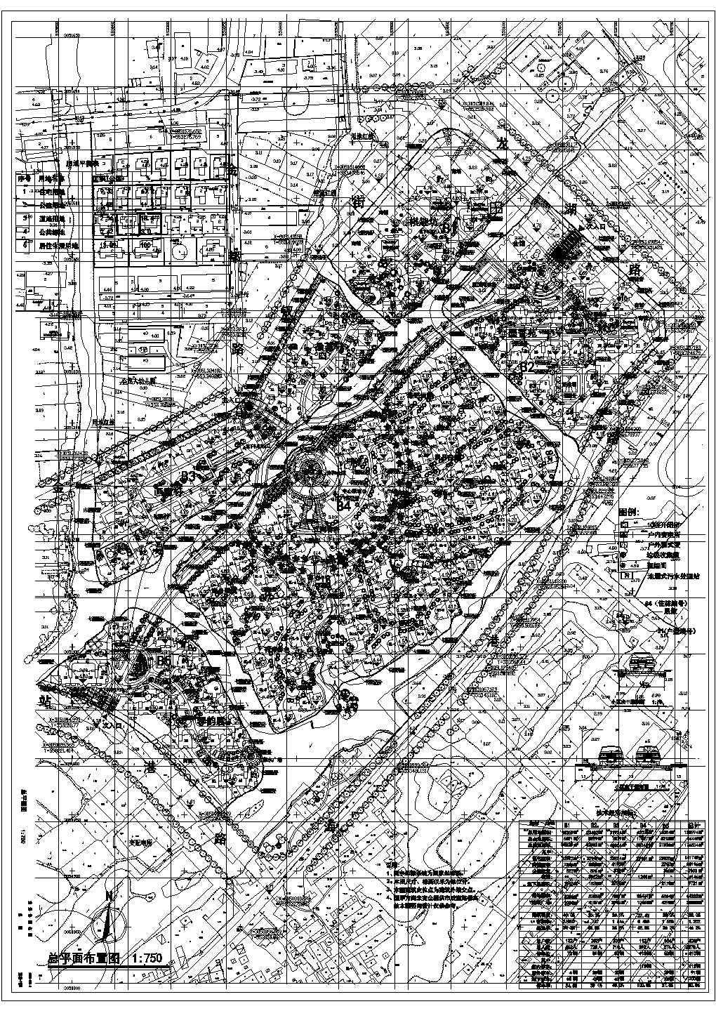 【上海市】某居住小区建筑设计施工总平面图