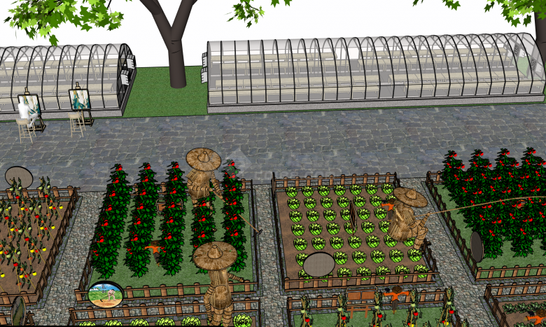 蔬菜大棚温室su模型-图一