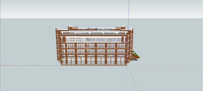 五层棕色墙体图书馆su模型-图一