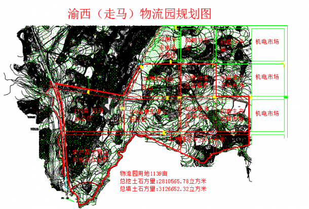 【重庆】某1100亩物流市场总平面图-图一