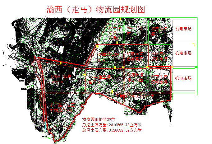 【重庆】某1100亩物流市场总平面图_图1