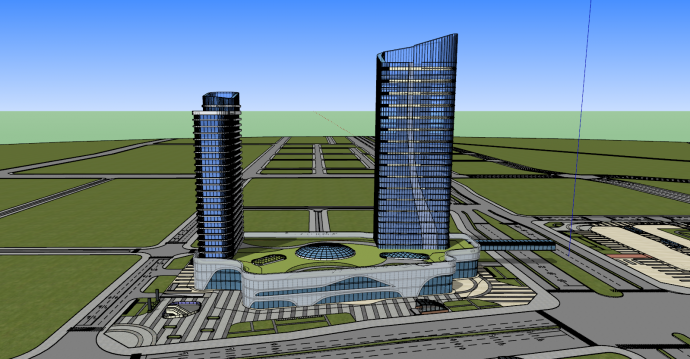 现代豪华高层大型办公大楼su模型_图1