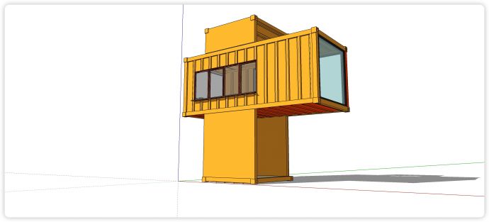 橙黄色元素别墅集装箱SU模型_图1