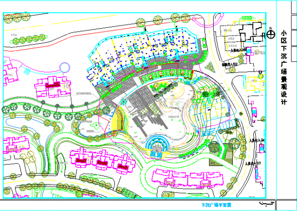 某地区某小区下沉广场景观规划设计图纸-图一