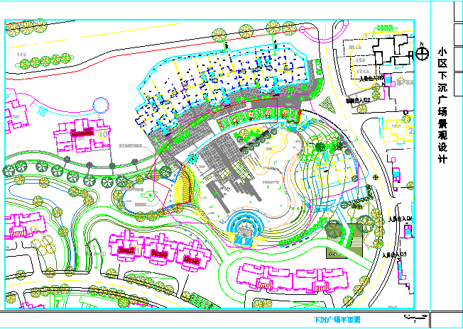 某地区某小区下沉广场景观规划设计图纸_图1