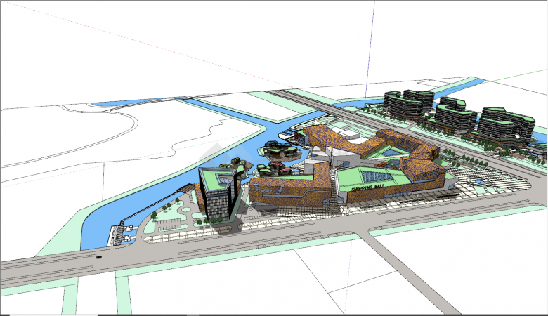 现代大型滨水产业园su模型-图二