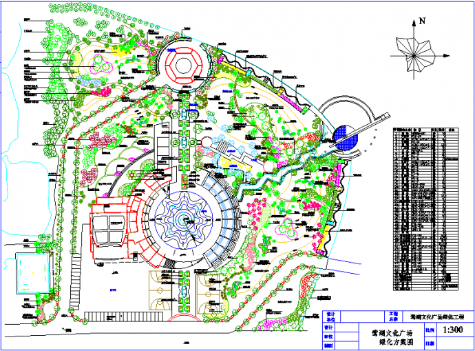 某地区莺湖文化广场种植平面图图纸_图1