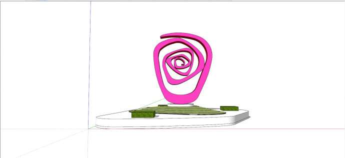 红色系线条螺旋形现代创意雕塑su模型_图1