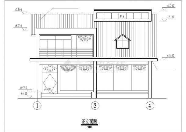 某市高档简体别墅建筑设计施工图纸-图一