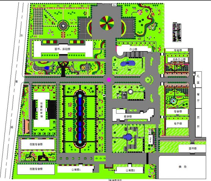 某大学校园详细建筑施工规划平面图_图1