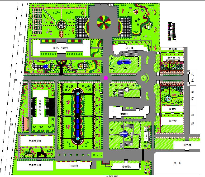 某大学校园详细建筑施工规划平面图