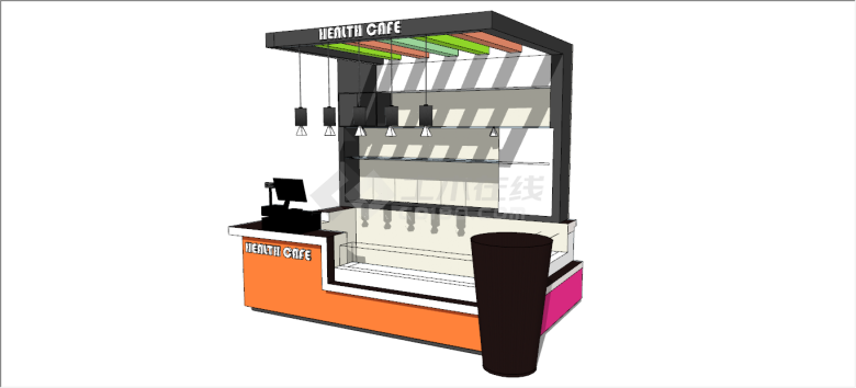 多彩现代咖啡售卖亭su模型-图二