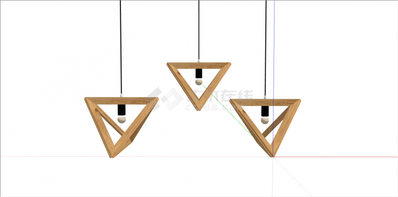 现代木制三角形吊灯su模型-图一