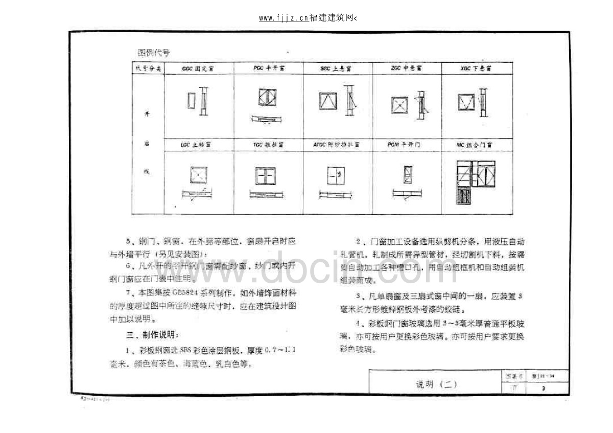 浙J22-94彩板钢门窗-地方建筑标准设计图集规范-图一