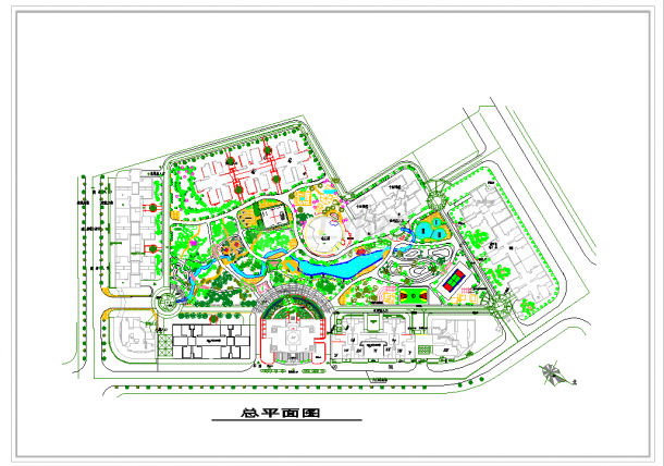 居住小区种植绿化总平面详细规划图纸-图一