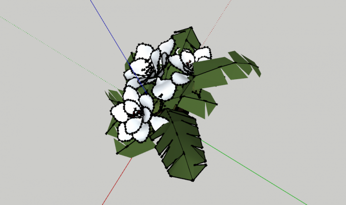 室内白色花易种植植物su模型_图1