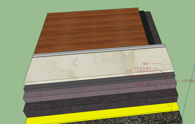现代装修木地板与地砖节点图su模型-图一