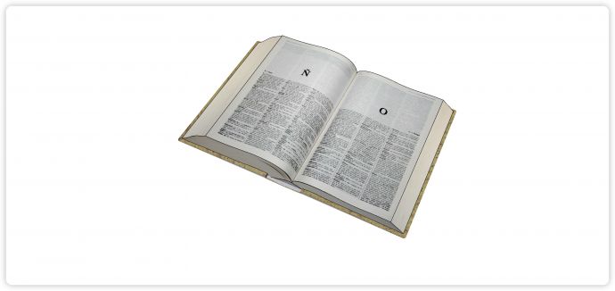 硬皮翻开的英文字典书籍杂志组合su模型_图1