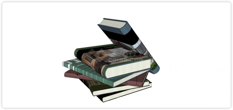 扇形摆放的书籍杂志组合su模型-图二