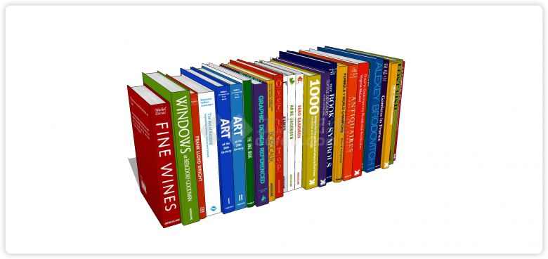 排列整齐多种颜色封面书籍杂志组合su模型-图二