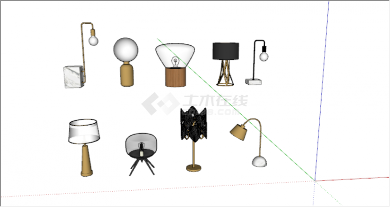 现代风格创意台灯灯具su模型-图二