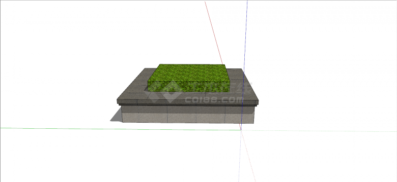 正方形水磨石材质花池坐凳su模型-图二