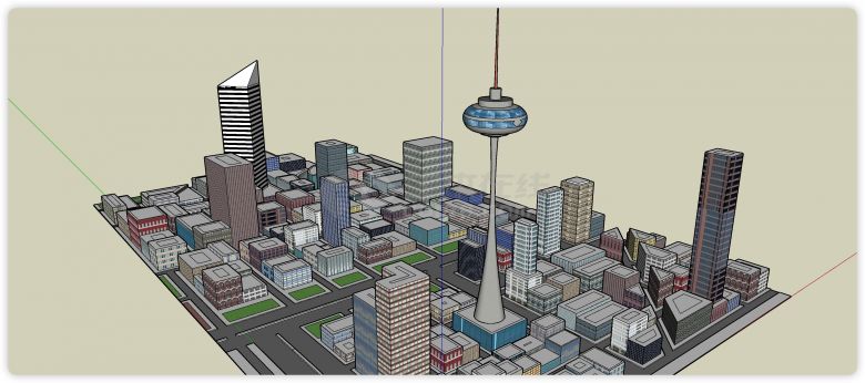 电视塔地标城市规划商业综合体建筑SU模型-图二