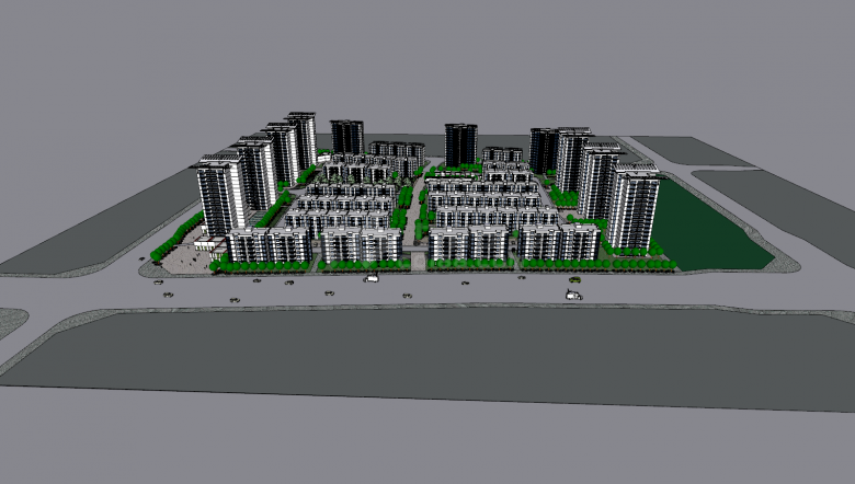 住宅小区多层建筑su模型-图二