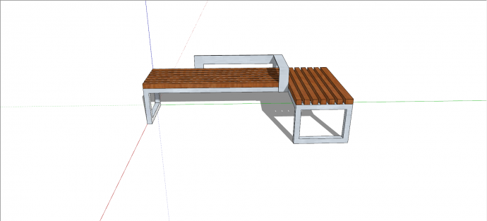 混合材质直角式坐凳su模型_图1