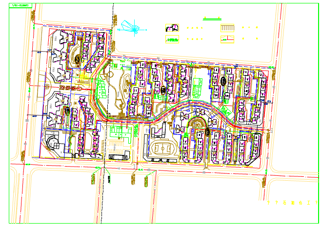 某地大型小区详细建筑总平面布置图_图1
