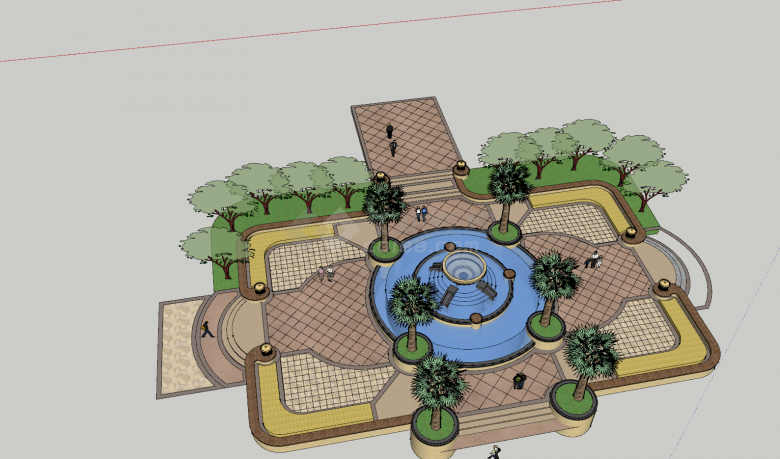 园林广场公园绿植景观su模型-图二
