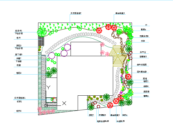 某地小型别墅庭院绿化设计总平面图_图1