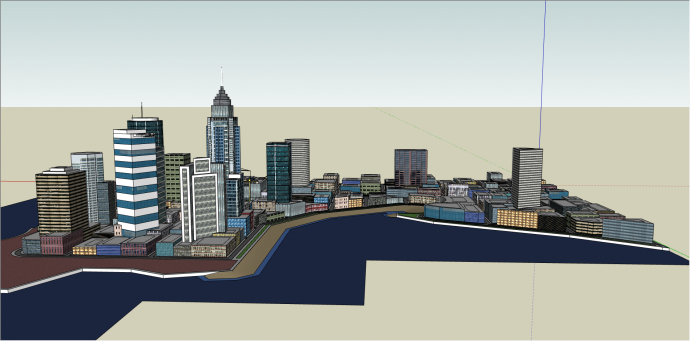 城市规划性综合建筑su模型_图1