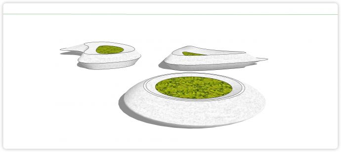 白色圆弧造型花池坐凳su模型_图1