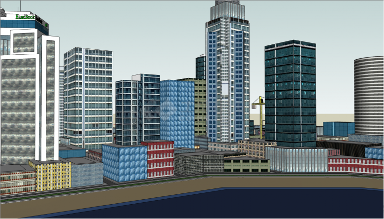 带有多栋高楼大厦的城市设计su模型-图二