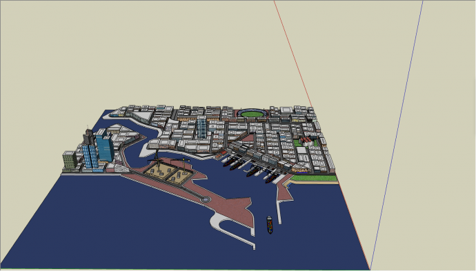 带有体育场的城市设计SU模型 _图1