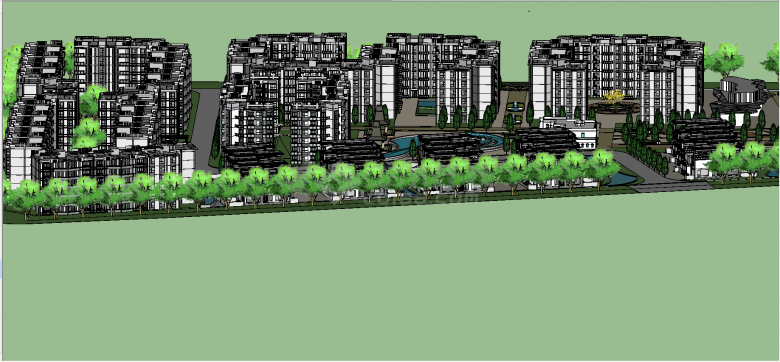 南京大型小区多层建筑设计布局su模型-图一