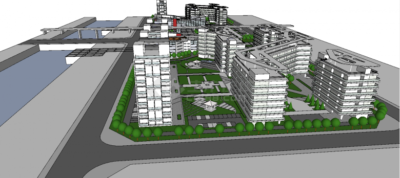 现代办公居住综合区规划方案su模型-图二