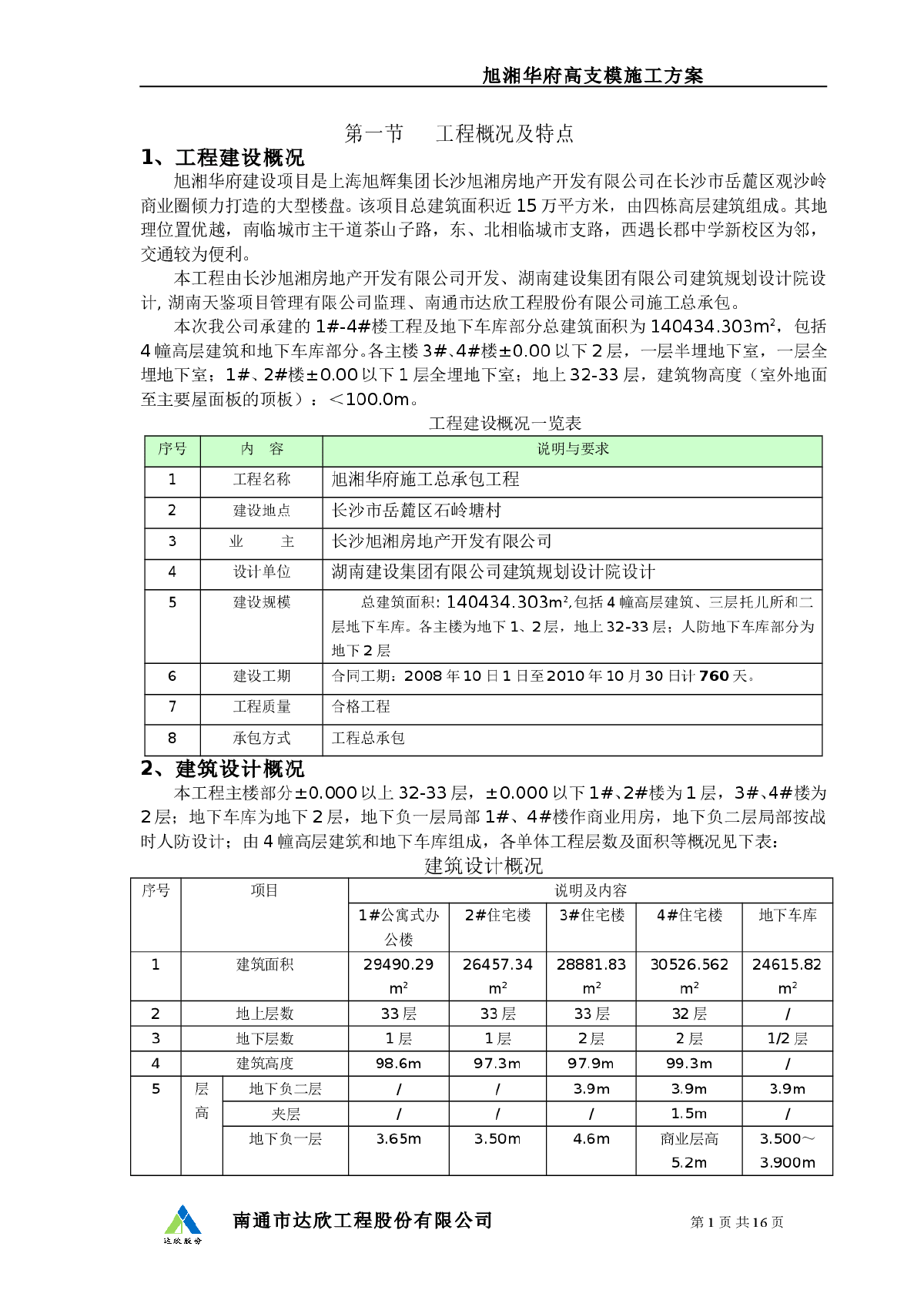 旭湘华府高支模施工方案