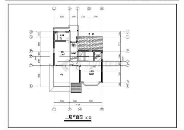 某地两层独立式别墅建筑施工平面图-图一