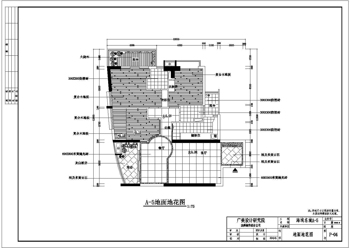 某城市住宅装修平面布置图（共4张）